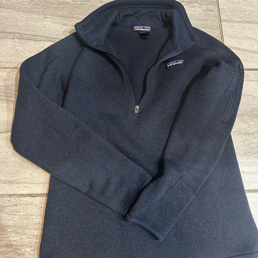 Patagonia Blue Zip Up Sweater with Fleece Fabric